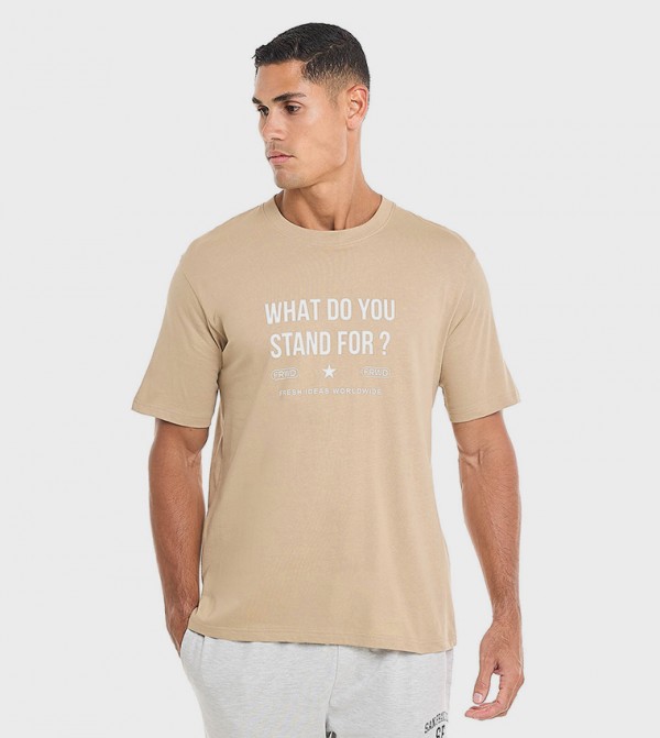 Printed T-Shirt with Crew Neck and Short Sleeves