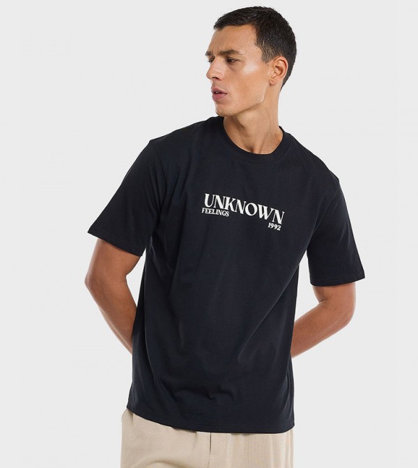Printed T-Shirt with Crew Neck and Short Sleeves