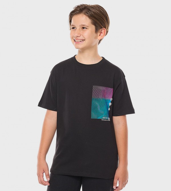 Printed T-Shirt with Crew Neck and Short Sleeves
