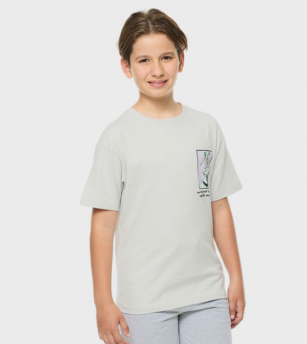 Printed T-Shirt with Crew Neck and Short Sleeves