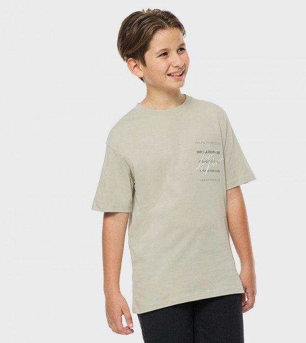 Printed T-Shirt with Crew Neck and Short Sleeves