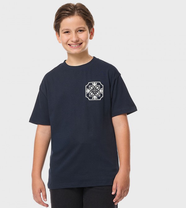 Printed T-Shirt with Crew Neck and Short Sleeves