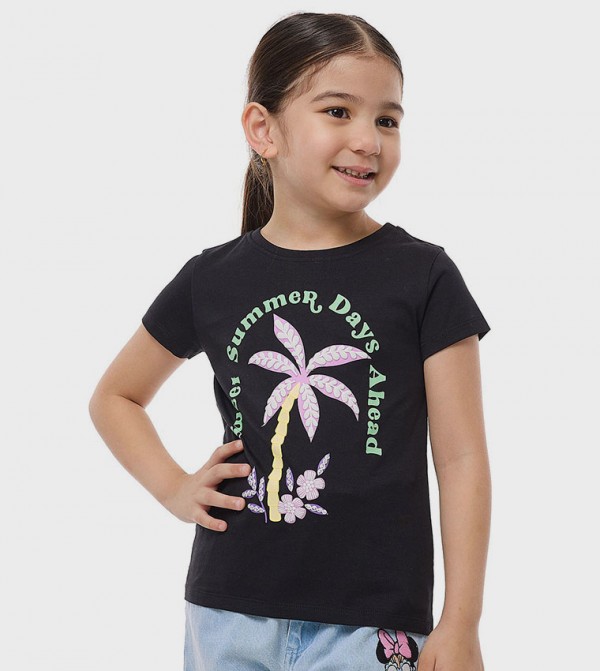 Printed T-Shirt With Crew Neck and Short Sleeves