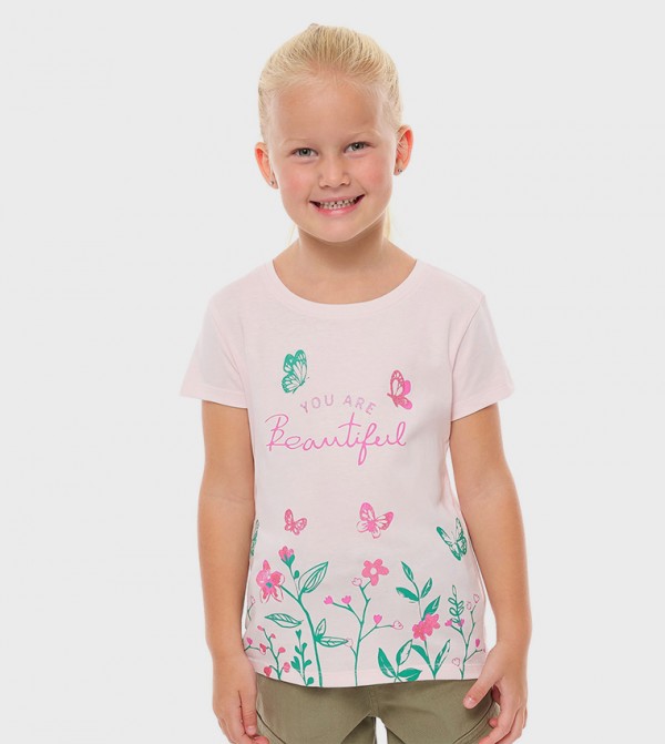 Printed T-Shirt with Crew Neck and Short Sleeves