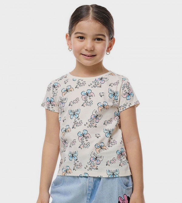 Printed T-Shirt With Crew Neck and Short Sleeves