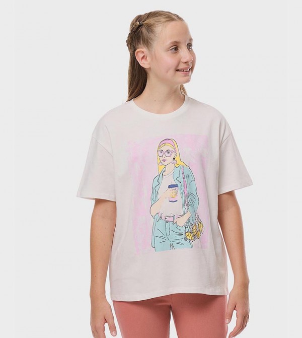 Printed T-Shirt with Crew Neck and Short Sleeves