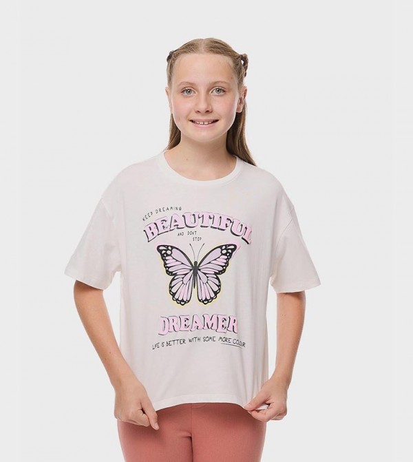 Printed T-Shirt with Crew Neck and Short Sleeves