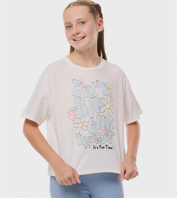 Printed T-Shirt with Crew Neck and Short Sleeves