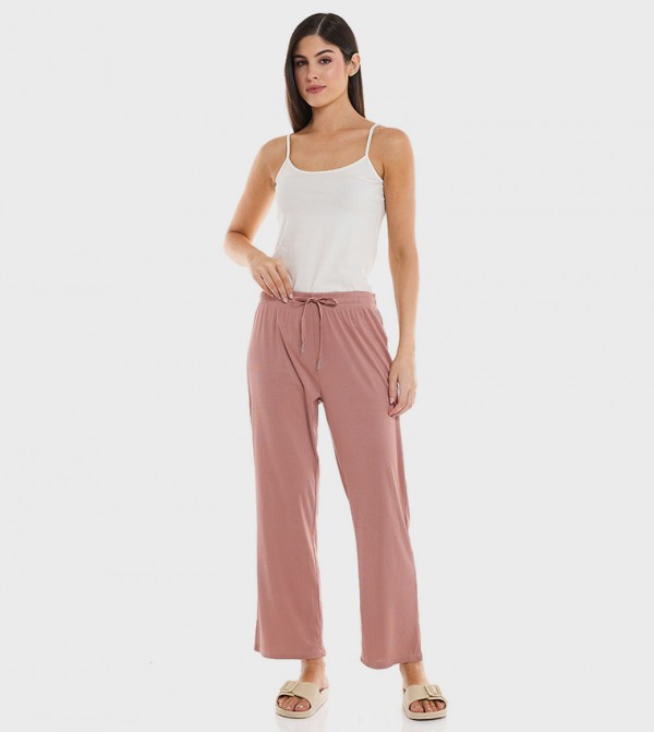 Solid Lounge Pants with Drawstring Waist