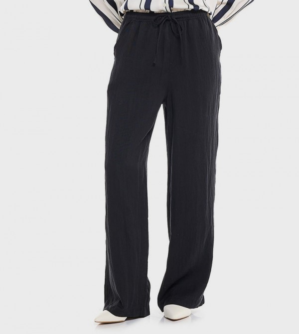 Solid Pants with Drawstring Waist