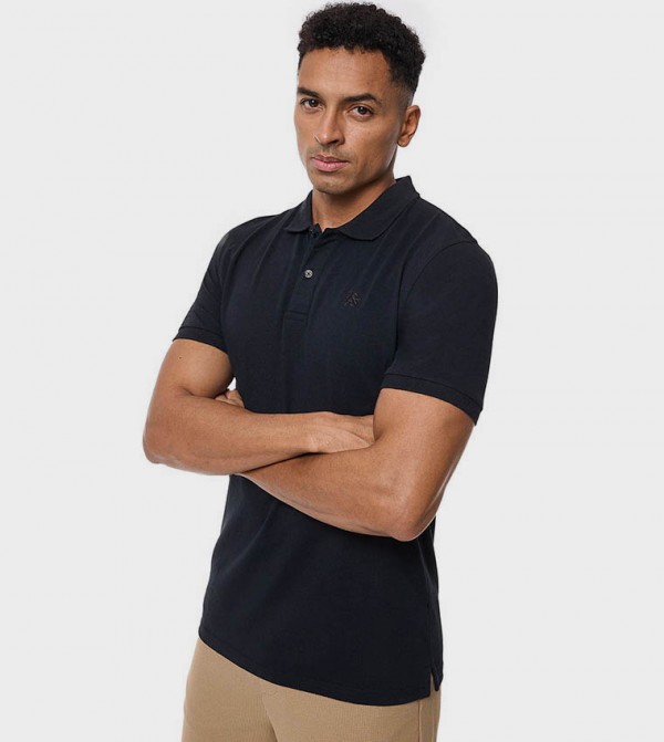 Textured Polo T-Shirt with Short Sleeves