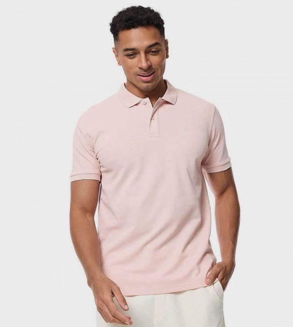 Textured Polo T-Shirt with Short Sleeves