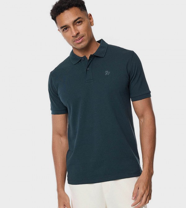 Textured Polo T-Shirt with Short Sleeves