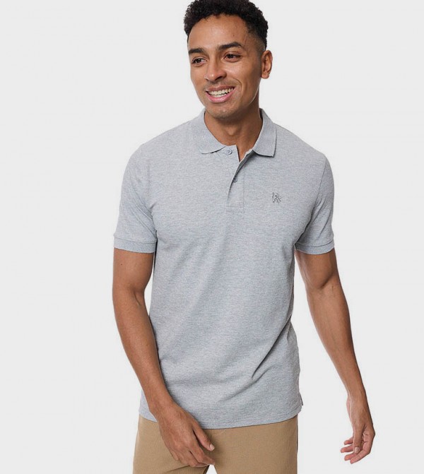 Textured Polo T-Shirt with Short Sleeves