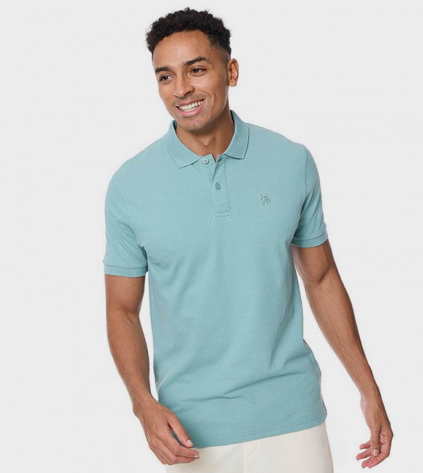 Textured Polo T-Shirt with Short Sleeves
