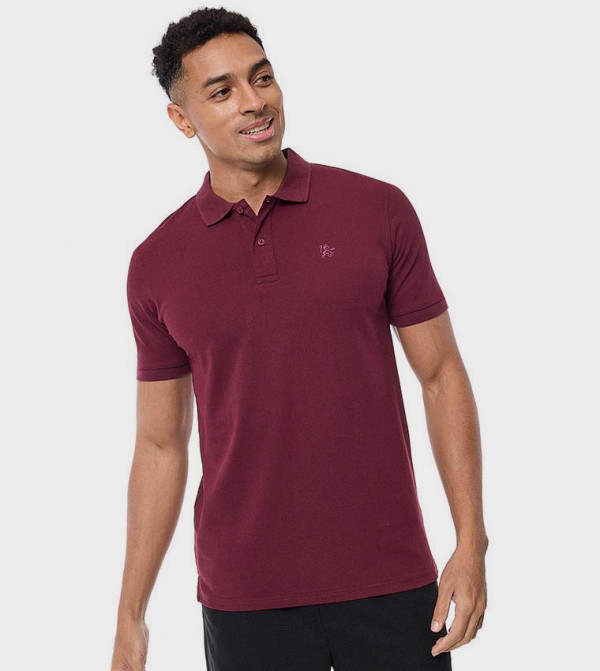 Textured Polo T-Shirt with Short Sleeves