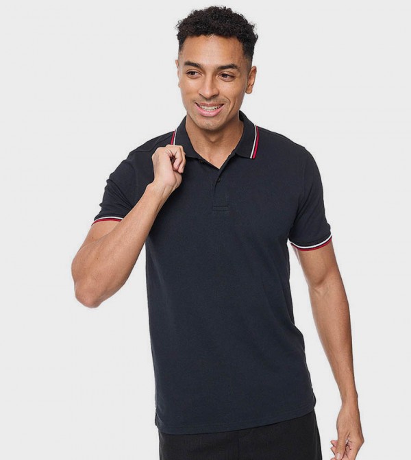 Tipping Detail Polo T-Shirt with Short Sleeves