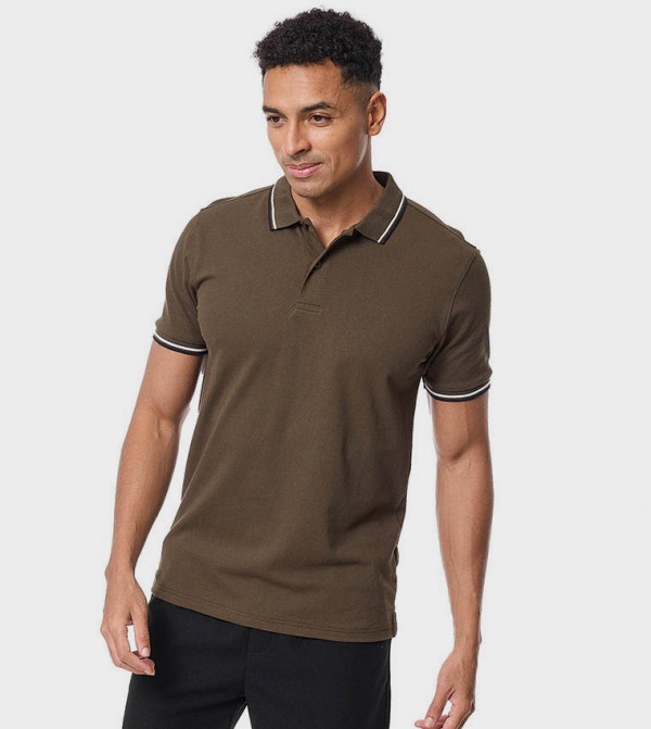 Tipping Detail Polo T-Shirt with Short Sleeves