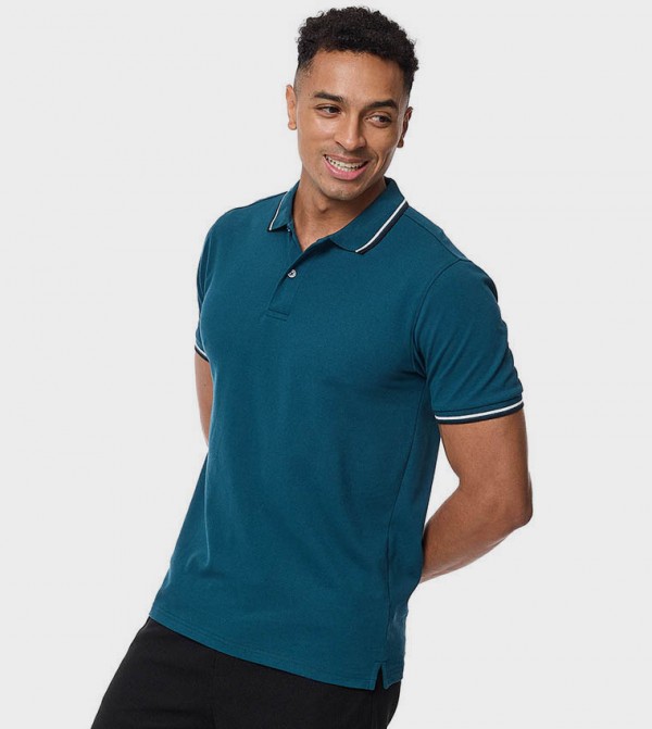 Tipping Detail Polo T-Shirt with Short Sleeves