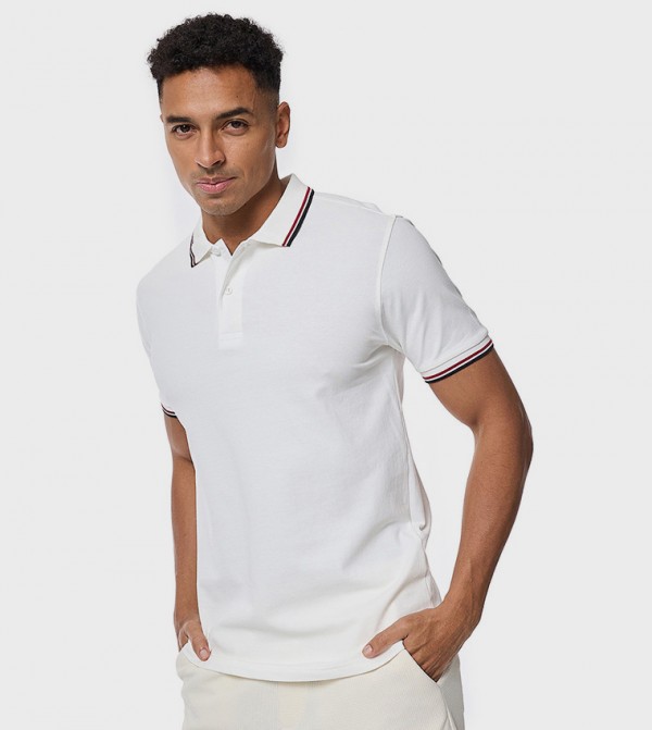 Tipping Detail Polo T-Shirt with Short Sleeves