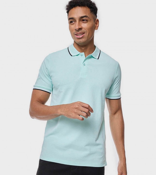 Tipping Detail Polo T-Shirt with Short Sleeves
