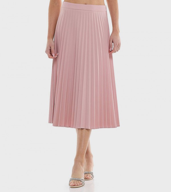Pleated Midi Skirt with Zip Closure