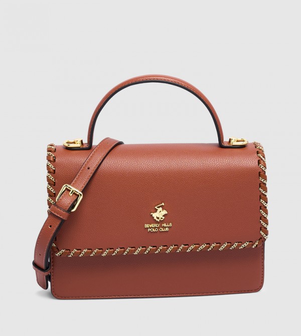 Logo Detail Flap Top Handle Bag