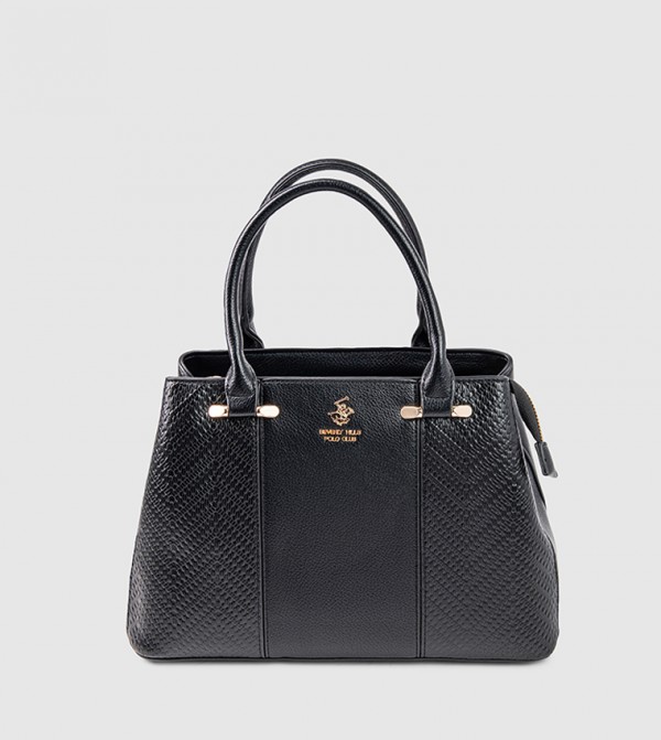 Textured Zip-Closure Satchel Bag