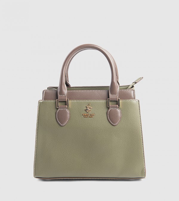 Color Block Zip-Closure Satchel Bag