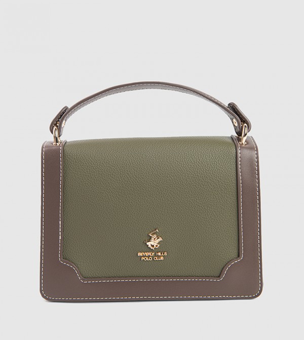 Color Block Flap Top Handle Bag