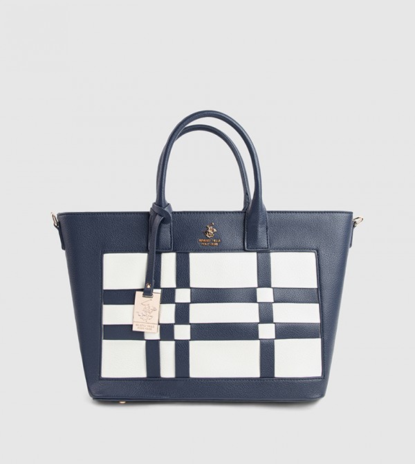 Checkered Zip-Closure Tote Bag