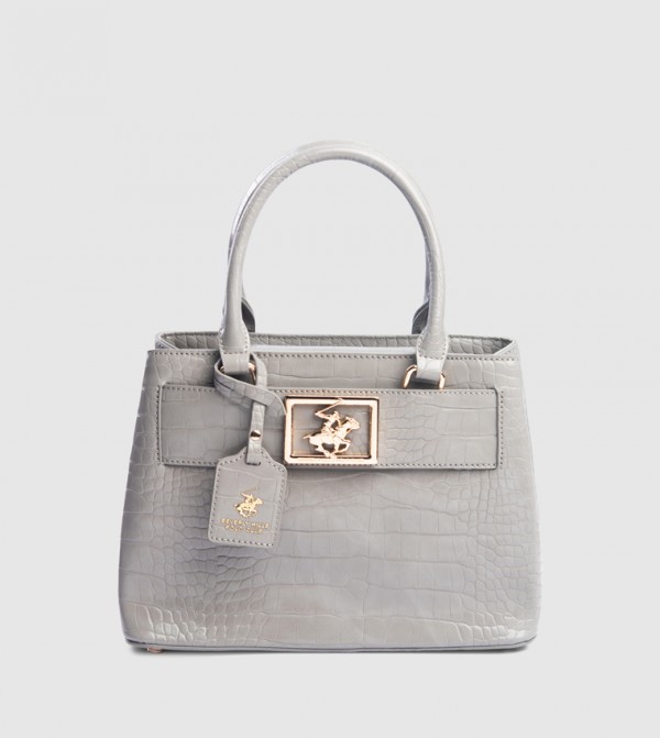 Croc Textured Satchel Bag