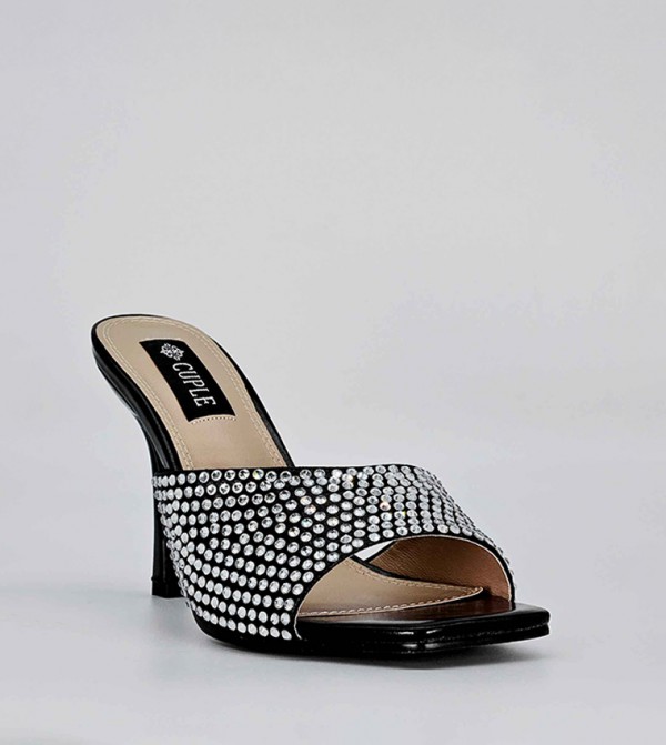 Embellished Open Toe Heel Sandals