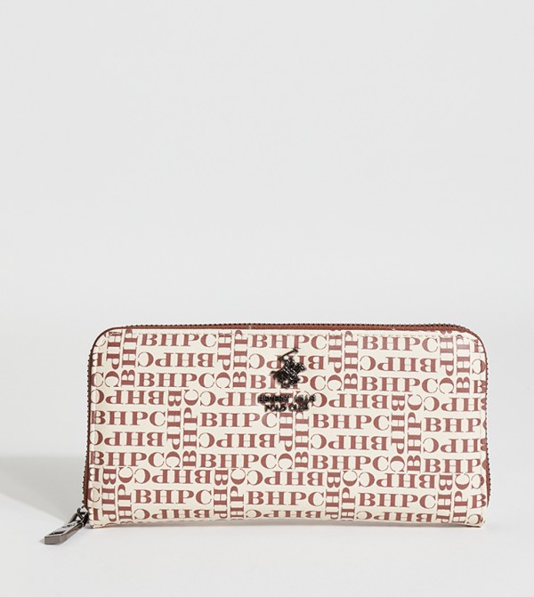 Buy Beverly Hills Polo Club Monogram Zip Around Wallet In Brown