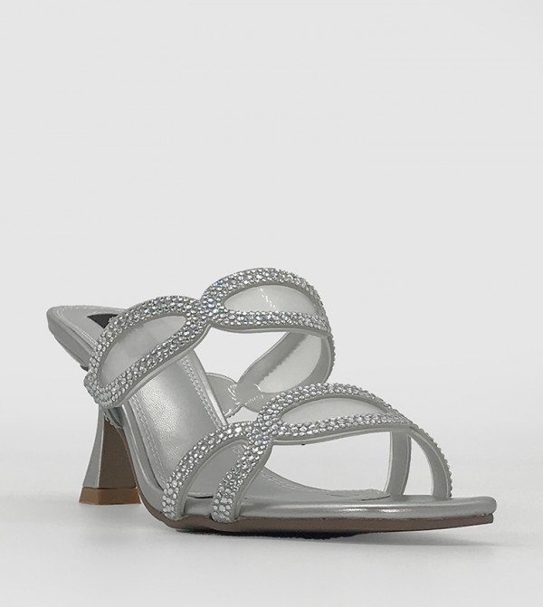 Buy Cuple Crystal Open Toe Heel Sandals In Silver 6thStreet UAE