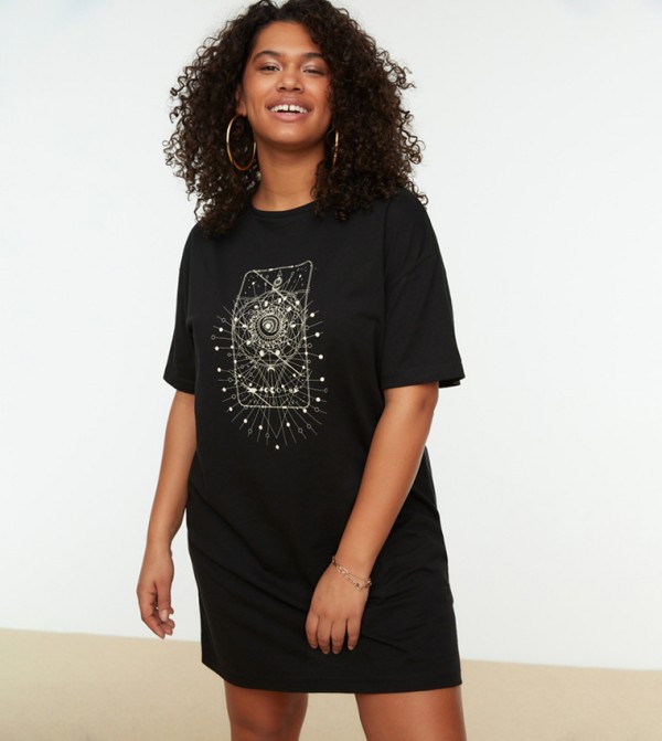 Buy Calvin Klein Logo Tape Milano T Shirt Dress In Black