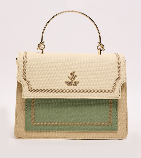 Color Block Top Handle Bag