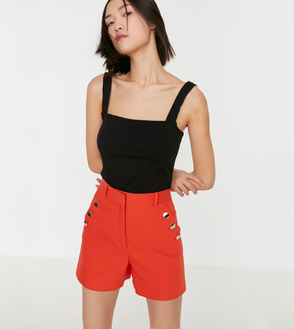 Buy Trendyol Ruffled Strap Square Collar Knitted Top In Black ...