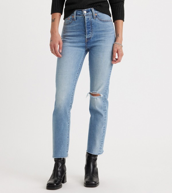 Ripped Wedgie Straight Fit Jeans