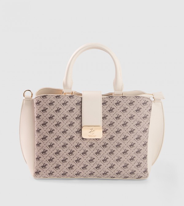 Logo Patterned Satchel Bag