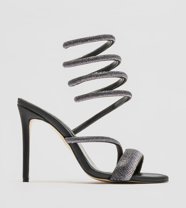 Spiral Handle Short Heel Sandals