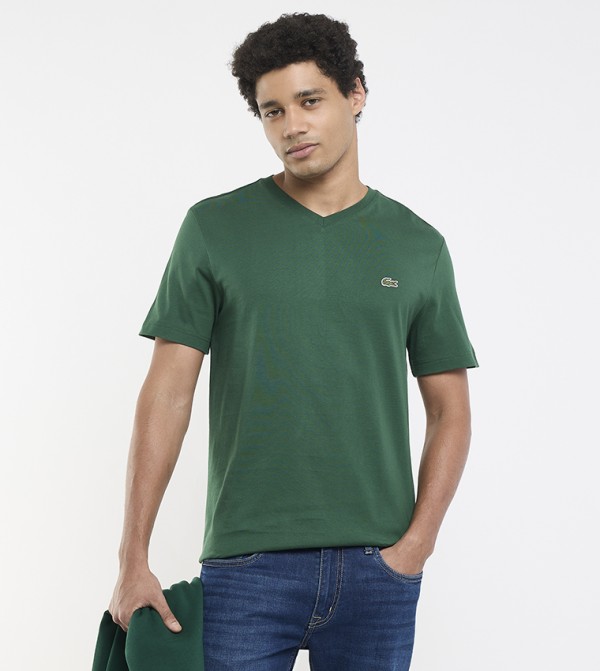 Logo Detail V-Neck T-Shirt