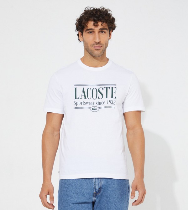 Lacoste plain white t shirt best sale