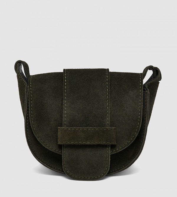 ROSA Solid Leather Flap Crossbody Bag