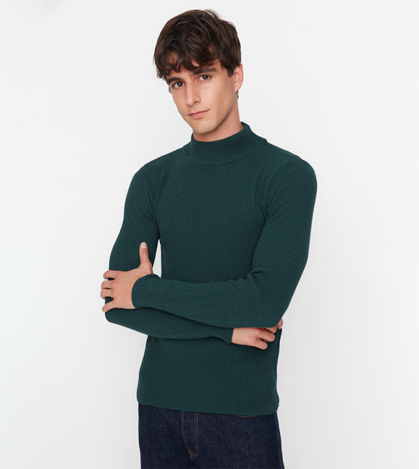 Trendyol Crew Neck Plain Slim Sweater Maglia di Tuta, Beige, XL Uomo