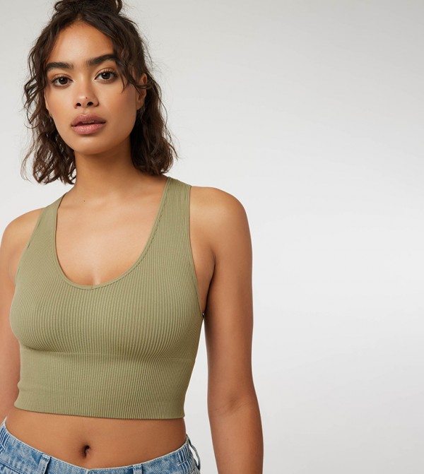 Ribbed Sleeveless Crop Tank Top