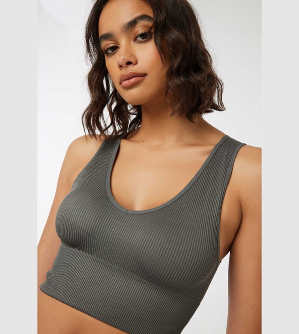 Ribbed Sleeveless Crop Tank Top