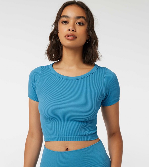 Ribbed Crew Neck Crop Top