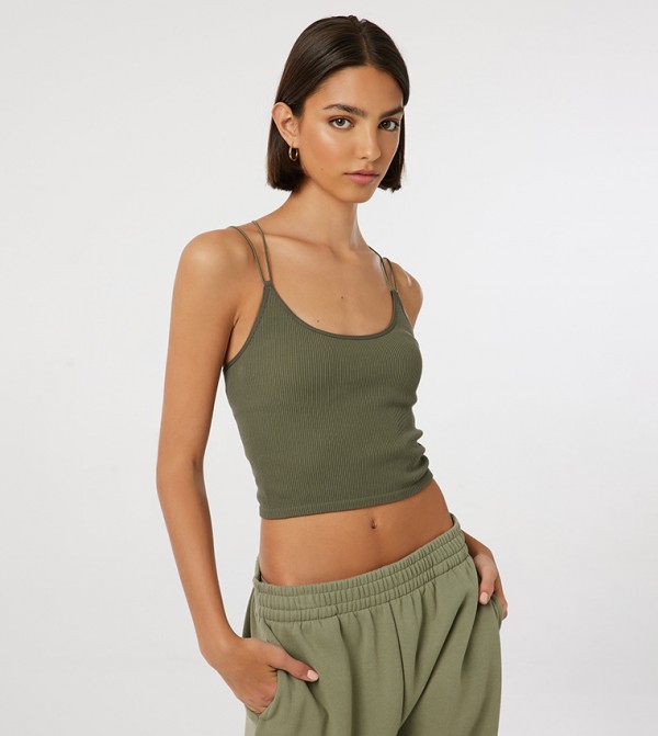 Ribbed Strappy Crop Top