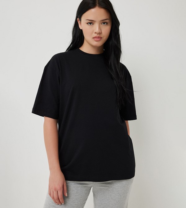 Solid Oversized Crew Neck Top